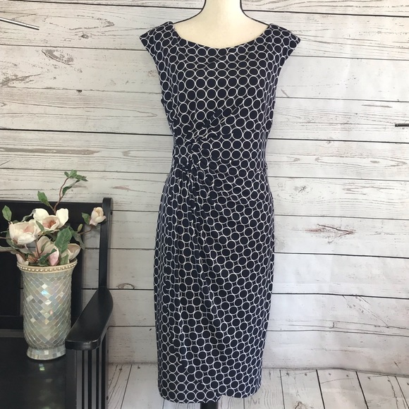 dressbarn Dresses & Skirts - DressBarn Geometric Cap Sleeve Faux Wrap Dress